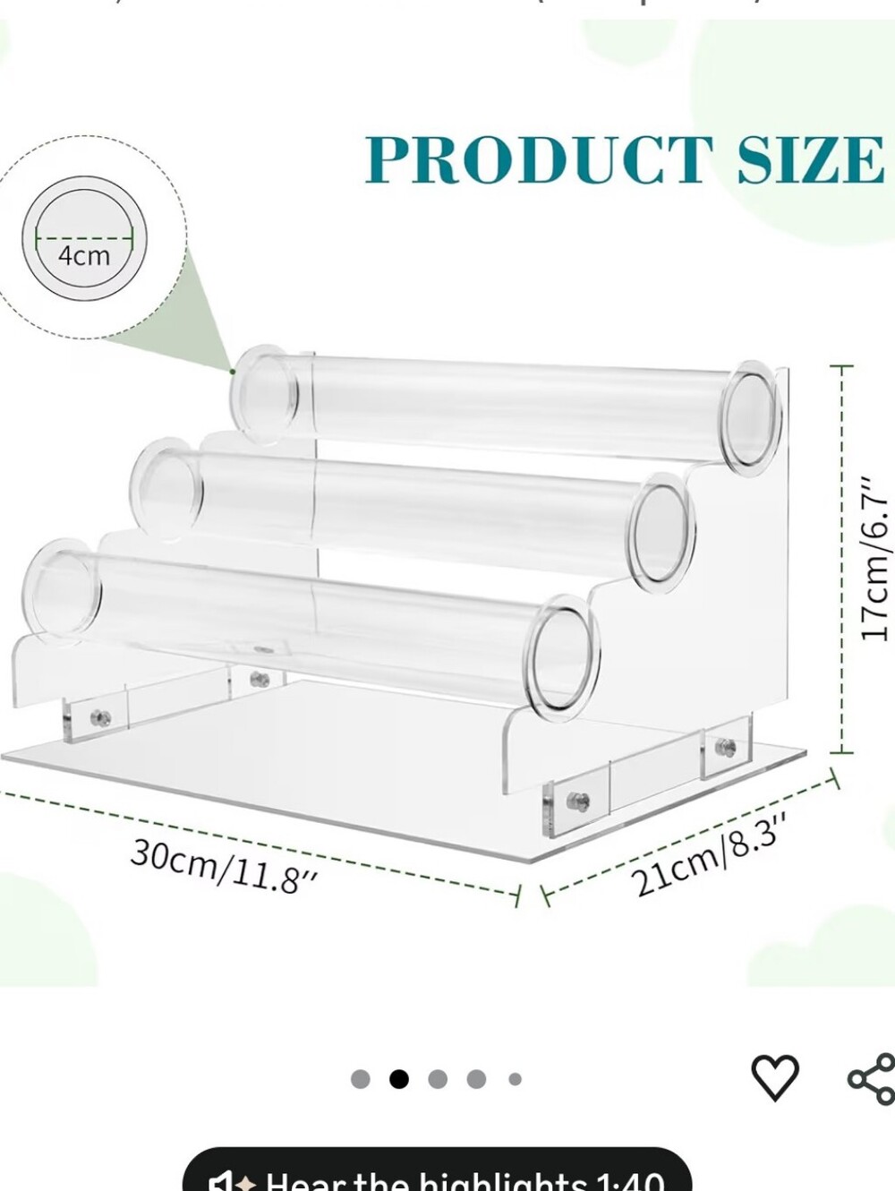 Acrylic 3 Tier Bracelet Holder, NEW - Picture 2 of 2